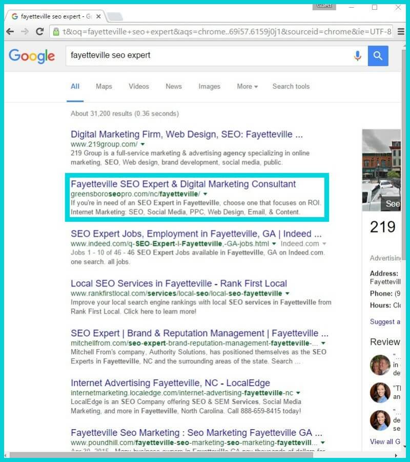 "Fayetteville SEO Expert" - Outcompeting Fayetteville Marketing Firms in Their Own Backyard